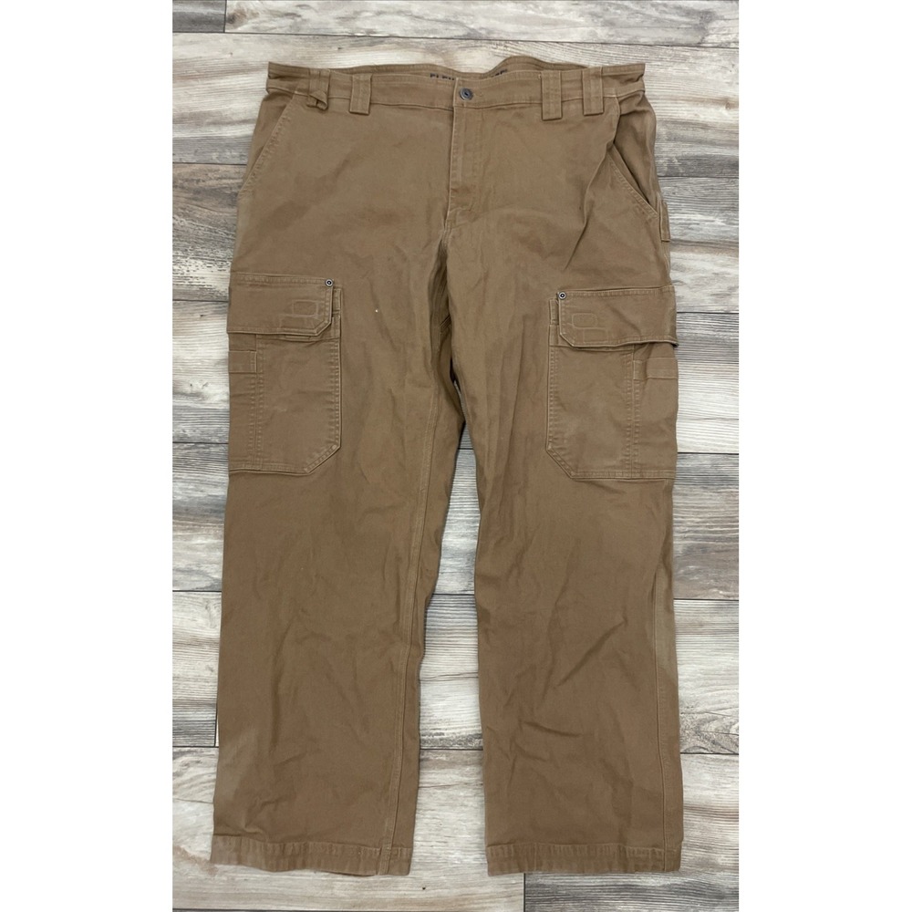 Duluth Trading Co Flex Fire Hose Cargo Pants Mens 42x32 Khaki Workwear Pockets